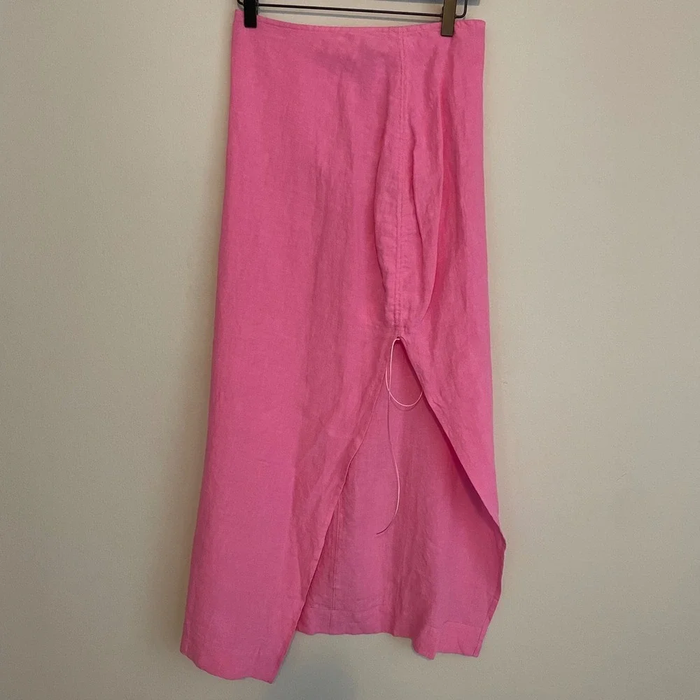 Natalie Rolt Bellini skirt linen pink 1‎ resortwear bridal vacation feminine - Picture 2 of 6